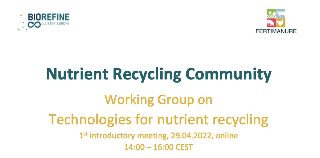 Today, the first introductory meeting of the Nutrient Recycling Community, Working Group on Technologies for nutrient recycling is will be organized.

the <a href="/ALGADProject/">ALG-AD</a>  will be a part of this community among nine European projects involved in waste management and remediation.