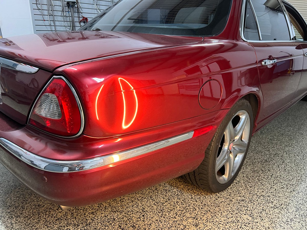 DentTechInc's tweet image. A Jaguar with a dent?🚫Not on our watch! We removed the damage from this 2006 Jaguar XJ with our paintless dent repair #PDR services and it looks as good as new! Text photos of the damage on your car, truck or SUV to 904-705-3464 for a quote or to schedule an appointment.