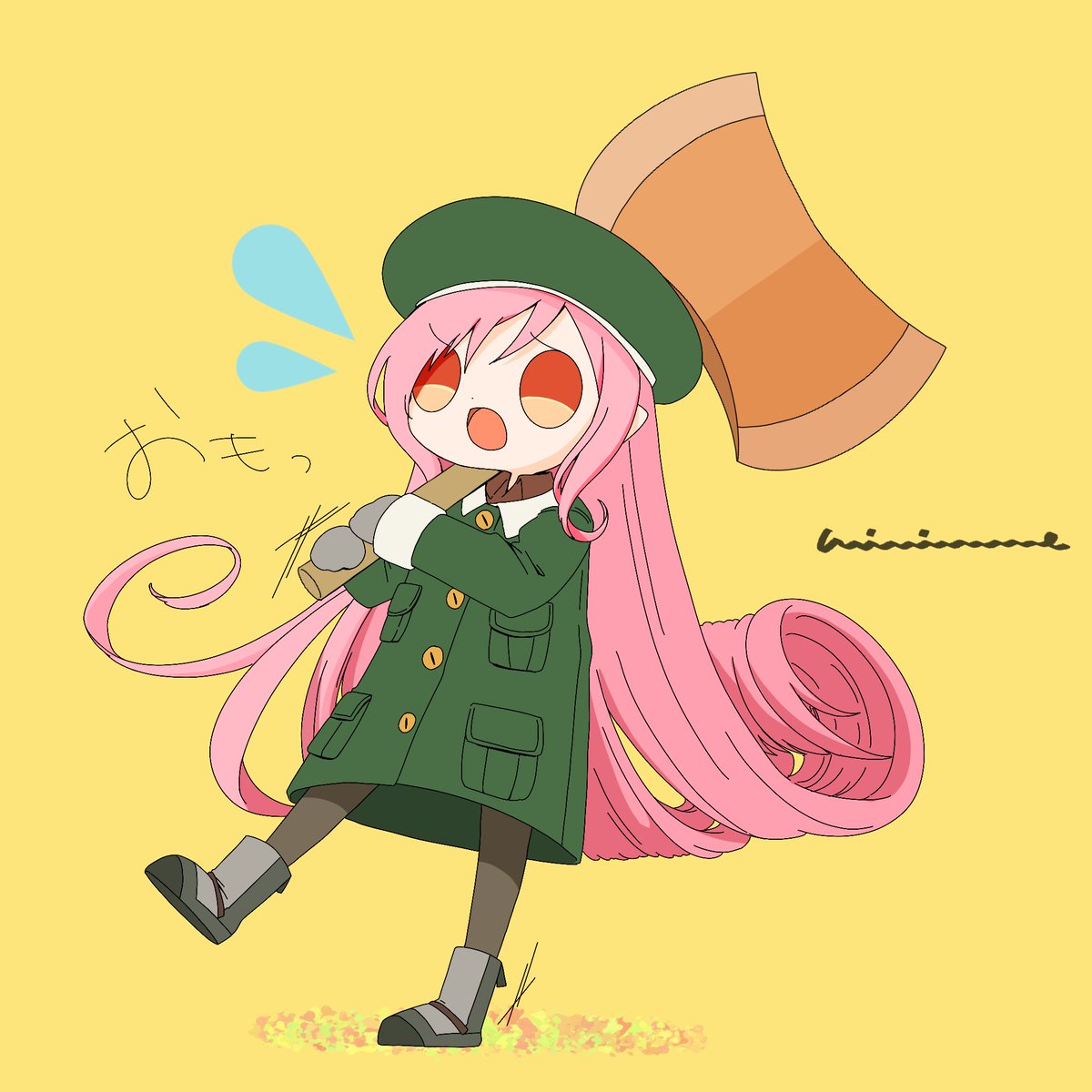 1girl long hair pink hair solo hat green headwear very long hair  illustration images