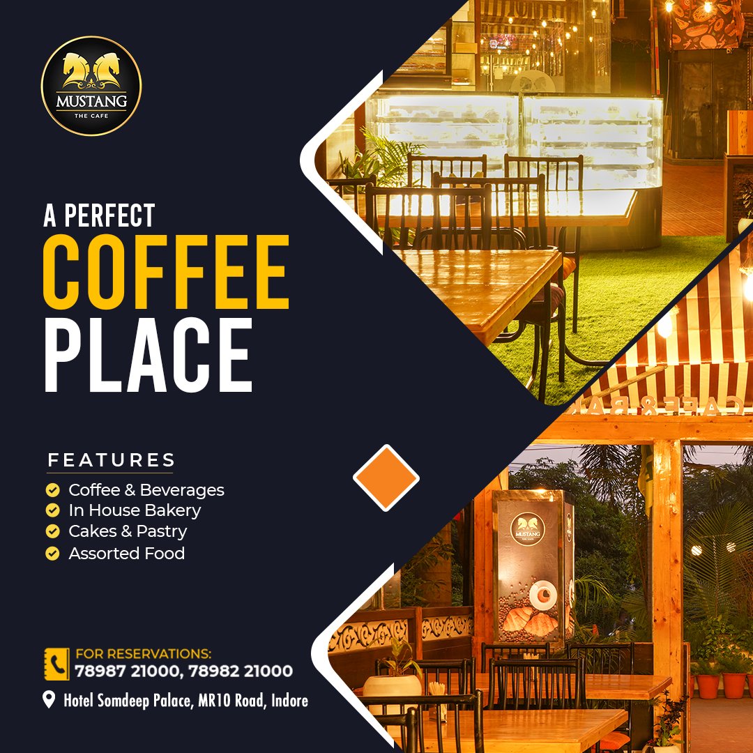 HotelSomdeep's tweet photo. Best Coffee Place in town with Pleasant Interior & Assorted Food.
#mustangcafe #coffeeplace #cafe #bakery #Indore https://t.co/ayQTQBc2gY