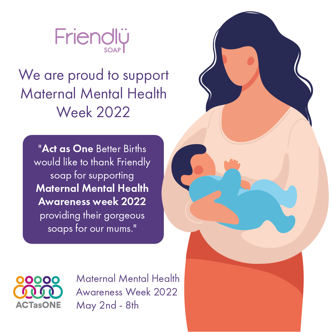 'Act as One - Better Births would like to thank Friendly Soap for supporting Maternal Mental Health Awareness week 2022 by providing gorgeous soaps for our mums.'
#myjourneytorecovery #thepowerofconnection #maternalmhmatters
@ActAsOneBDC @AntenatalAnd @AGH_maternity