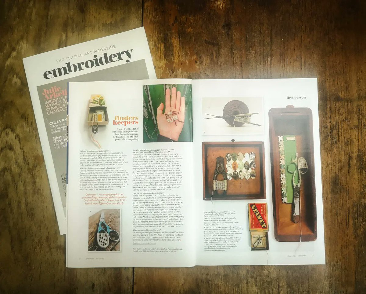 FranBuxtonMixed's tweet photo. A few of you guessed it!!!!! I am beyond thrilled to have a feature in the prestigious Embroidery Magazine magazine in the May/June issue (out now!). It really is a dream come true so thank you to the wonderful Jo Hall for making it happen!

#embroiderymagazine #textileartist https://t.co/6vV8JXBb1C
