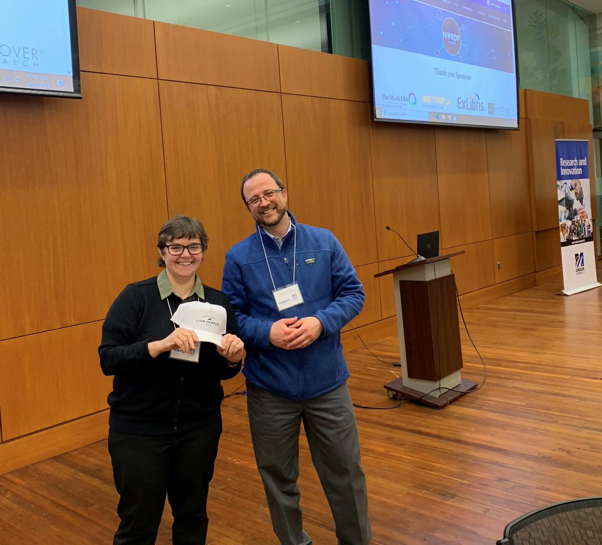 UMLResearch's tweet photo. Did you know our very own Assoc. Vice Chancellor for Research Anne Maglia is the President-elect of @NORDP_official?! Earlier this week, UML hosted the #NORDP22 NE Watch Party where Anne received a lovely gift from Mark Milutinovich, Chair-Elect of NORDP Northeast Region. https://t.co/n49iJNi4hJ