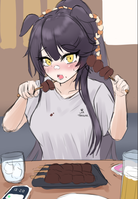 ナリタブライアン(ウマ娘) 「カラーラフ!
腹減った!晩ご飯買いに行く(*'ω`*) 」|しののめ🖌🌏のイラスト