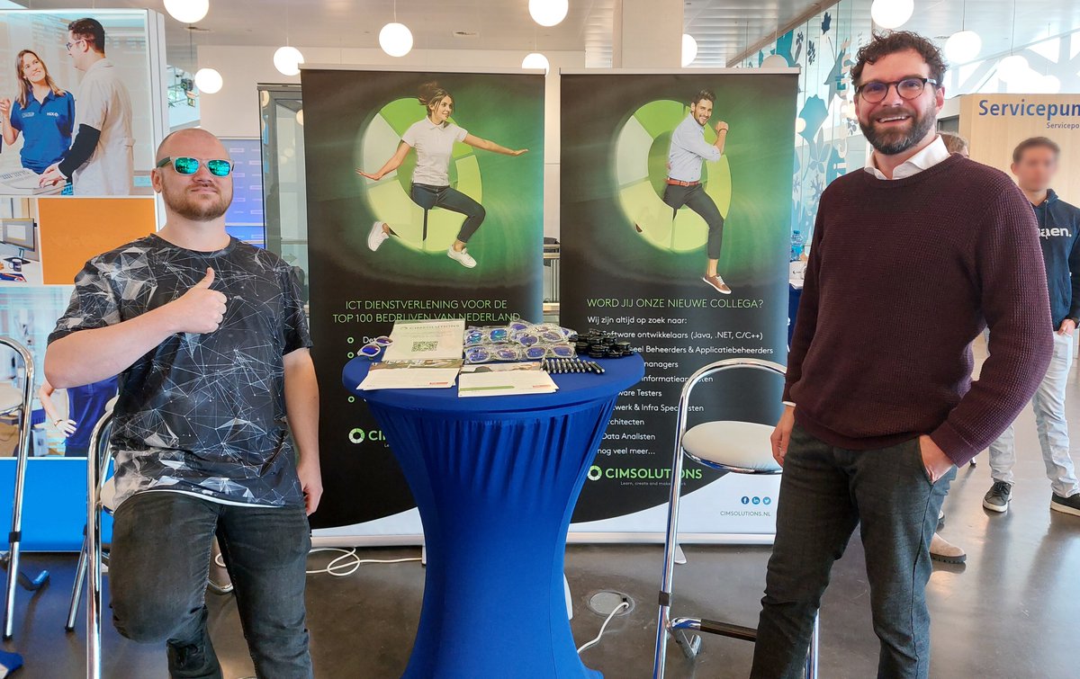CIM_SOLUTIONSBV's tweet photo. Vandaag zijn wij te vinden op de #MeetYourFuture bedrijvencontactdag van Windesheim. Wil je meer weten over onze afstudeeropdrachten, ons traineeship en de doorgroeimogelijkheden die wij bieden aan Young IT Professionals? Kom bij ons langs!

Meer weten? https://t.co/jtyrsoVU8C https://t.co/RsccBPqXC8