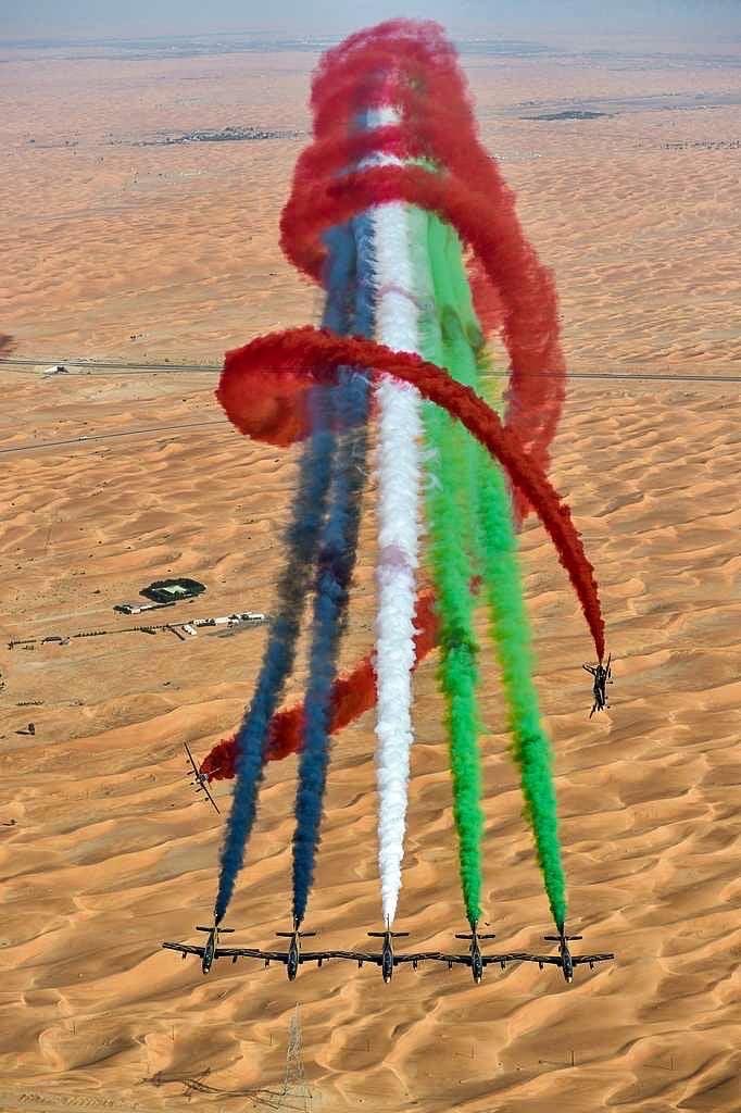 CcibChris's tweet photo. Al Fursan. aerobatics demo team of United Arab Emirates. formed in 2010 with Aermacchi MB-339NAT aircraft. The team has seven aircraft, all seven of which are used for performances (some accounts indicate that seventh is a spare, but all seven flew at IDEX 2015 show in Abu Dhabi https://t.co/eYS86WW48r