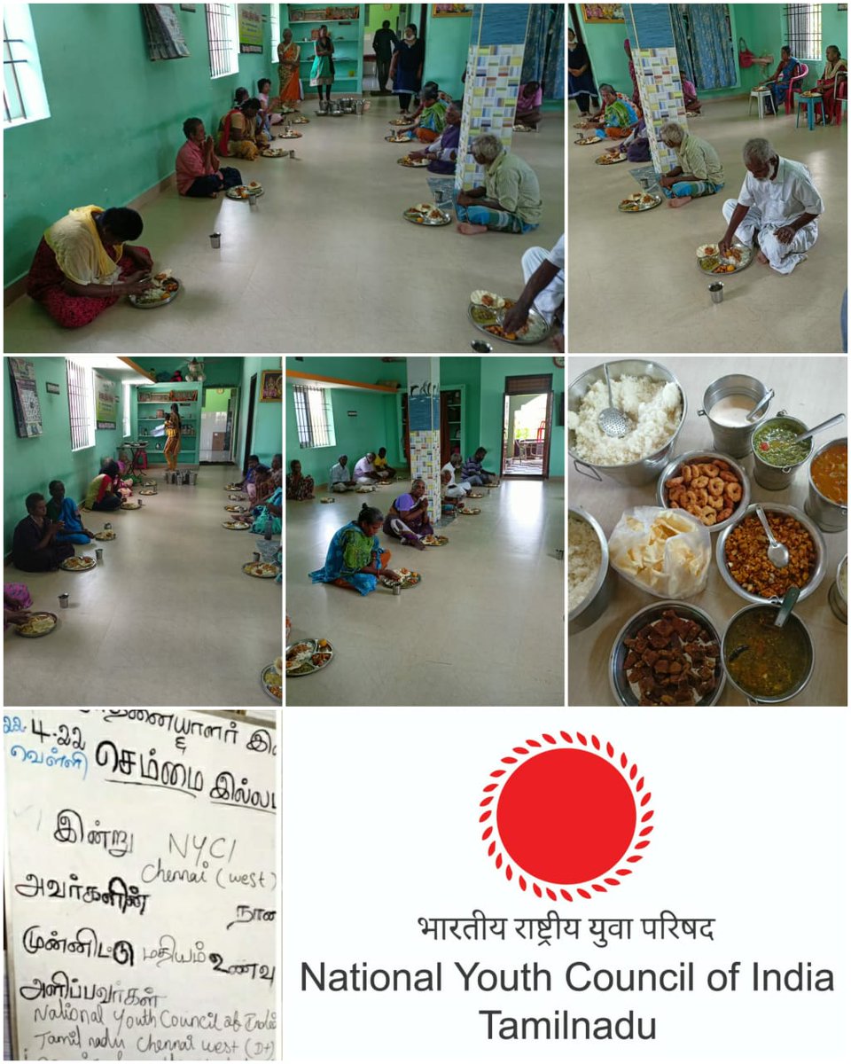NYCI #TAMILNADU Chennai West〽️*Event - JOY OF GIVING*〽️
💜Not all of us can do Great things but we can do Small things with Great love. *Chennai West* have Provided a Meal for orphanage home *Semmai Illam* For old age people.<a href="/amarprasadreddy/">APR</a> <a href="/NyciTamilnadu/">NYCI TamilNadu</a> <a href="/Nyci4india/">National Youth Council Of India</a>