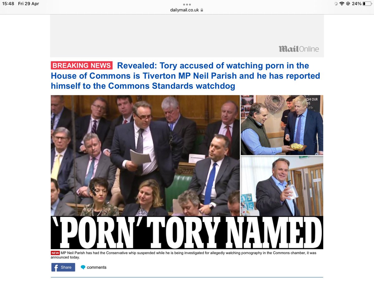 Apparently, Ron Jeremy will be leading Common Standards Committee. #neilparish #porn #ToryCorruption #friyay