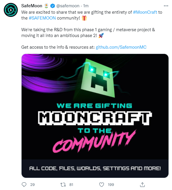 realFUD's tweet photo. Mooncraft got rugged

#safemoon #safemoonmetaverse https://t.co/CMPIOy7xut
