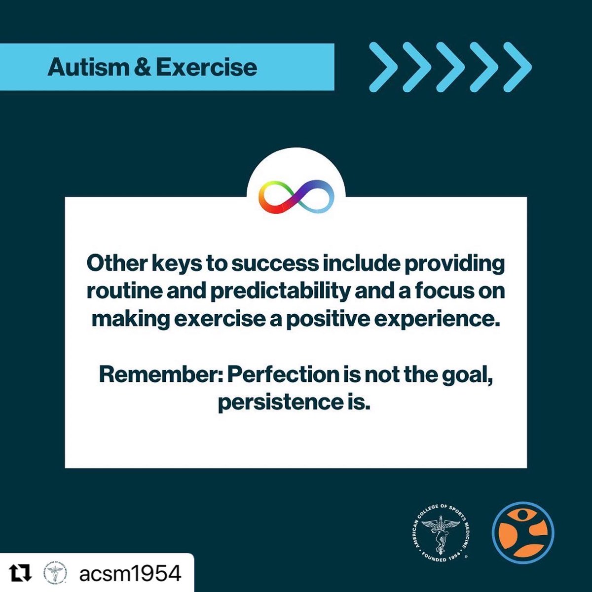 UTEP Kinesiology Department (@utepkinesiology) on Twitter photo April is National Autism Awareness Month, and as this month ends, we would like to recognize the importance of the ASD community and the need for greater inclusivity.β€οΈ
Follow <a href="/ACSMNews/">American College of Sports Medicine</a> and <a href="/ExerciseConnect/">Exercise Connection</a> for more info & resources related to exercise and helping those with ASD. April is National Autism Awareness Month, and as this month ends, we would like to recognize the importance of the ASD community and the need for greater inclusivity.β€οΈ
Follow <a href="/ACSMNews/">American College of Sports Medicine</a> and <a href="/ExerciseConnect/">Exercise Connection</a> for more info & resources related to exercise and helping those with ASD.