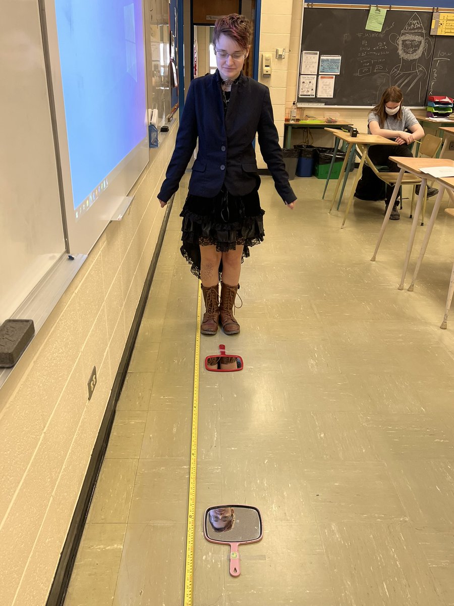 shoutitout314's tweet image. Grade 9 math students used similar triangles and proportional reasoning to look each other in the eye through mirrors today! #handsonmath #makemathmoments @wchslethbridge @MakeMathMoments