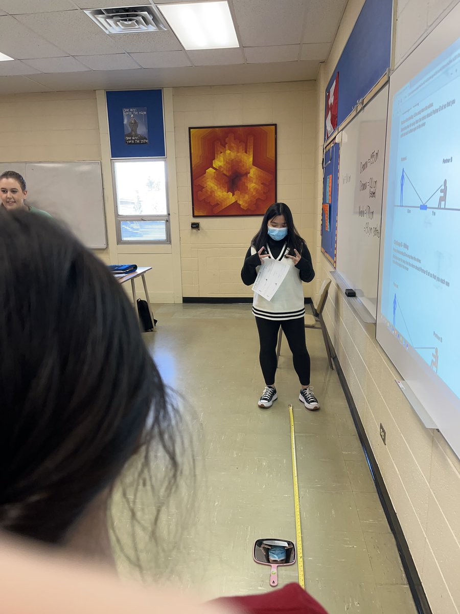 shoutitout314's tweet image. Grade 9 math students used similar triangles and proportional reasoning to look each other in the eye through mirrors today! #handsonmath #makemathmoments @wchslethbridge @MakeMathMoments