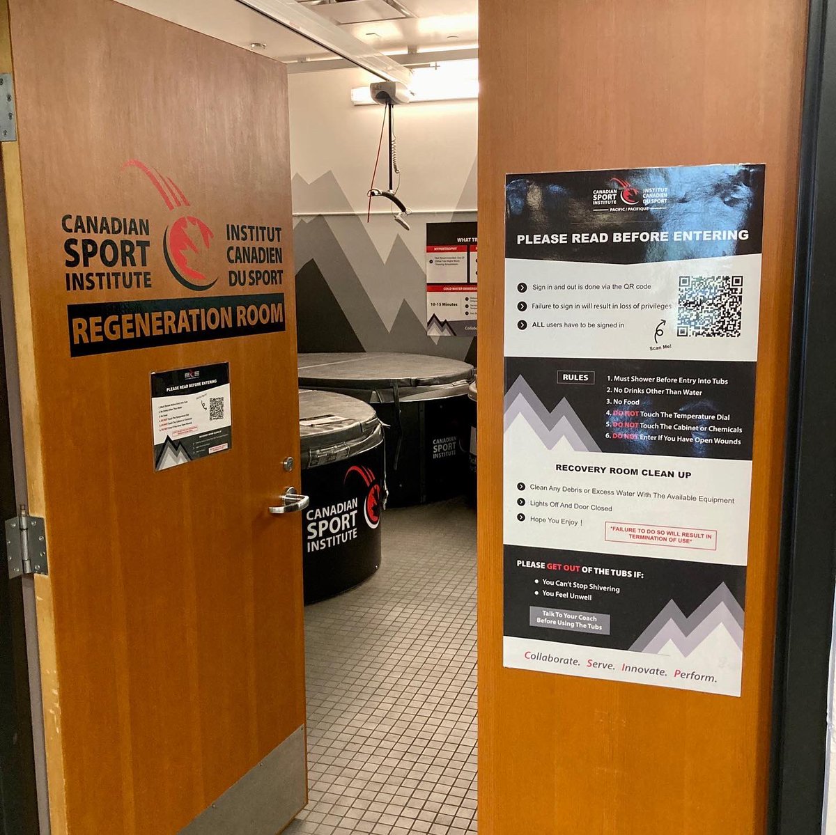 csipacific's tweet photo. 📣 NOW OPEN 📣 

We’re super happy to announce that our #RecoveryRoom is now OPEN to all CSI Pacific registered athletes 🎉🎉 

Every athlete must sign in with the QR code posted on the door to access our hot and cold tubs for post-workout recovery 💪  

#recovery #csipacific https://t.co/GRbPsnaaDs