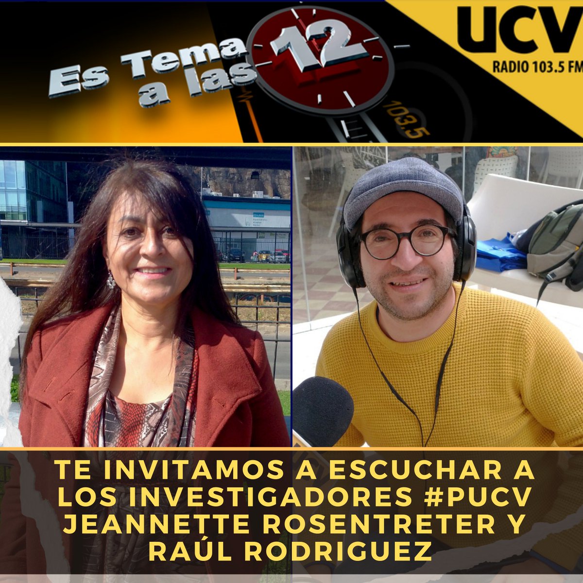 🔴 Investigadores #PUCV, Jeannette Rosentreter y Raúl Rodríguez, analizaron los principales resultados de sus respectiva líneas de investigación en programa "Es tema a las 12" de <a href="/ucvradio/">UCV Radio 103.5 FM</a> 
📌Info y Podcast: bit.ly/38ApXTM

<a href="/ILCLPUCV/">Instituto de Literatura y Ciencias del Lenguaje</a> <a href="/PsicologiaPUCV/">Psicología PUCV</a> <a href="/di_pucv/">Investigacion PUCV</a> <a href="/pucv_cl/">PUCV</a>