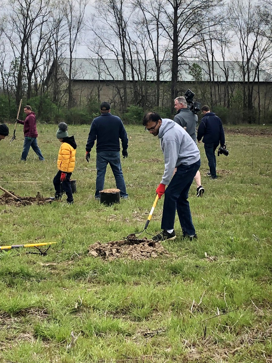 FishersIN's tweet photo. In honor of the 150th anniversary of #ArborDay, volunteers planted 150 fruit trees at the #FishersAgriPark today in partnership w/ @FTPFdotorg, @arborday & @kroger Zero Hunger Zero Waste Foundation. https://t.co/iMYPphx4dA