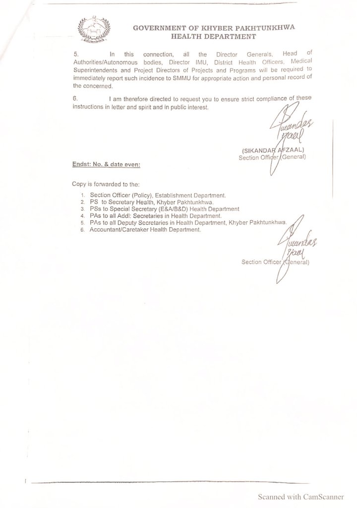 HealthKPGovt's tweet photo. All permanent and contracted employees of the Department of Health KP are reminded that their presence on media, on social media or on other public platforms, is in line with their stature as responsible civil servants and public servants. https://t.co/VVBReJPZyn