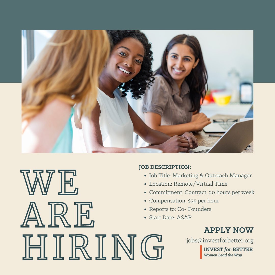 Invest for Better is excited to announce that we are hiring a part-time Marketing and Outreach Manager. Please help us find a great fit by sharing this news with your networks. You can find the job description here: investforbetter.org/marketing-and-…