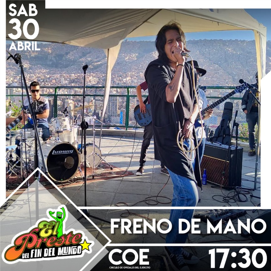 LFDFDM's tweet photo. Vuelven a los escenarios, con mucho rock and roll y un nuevo repertorio para reventar el escenario de nuestro preste @FrenoDeManoRock este sábado vamos a romper todo al ritmo de buen rock en el primer año de #LaFeriaDelFinDelMundo https://t.co/lDlc1ux7Dg
