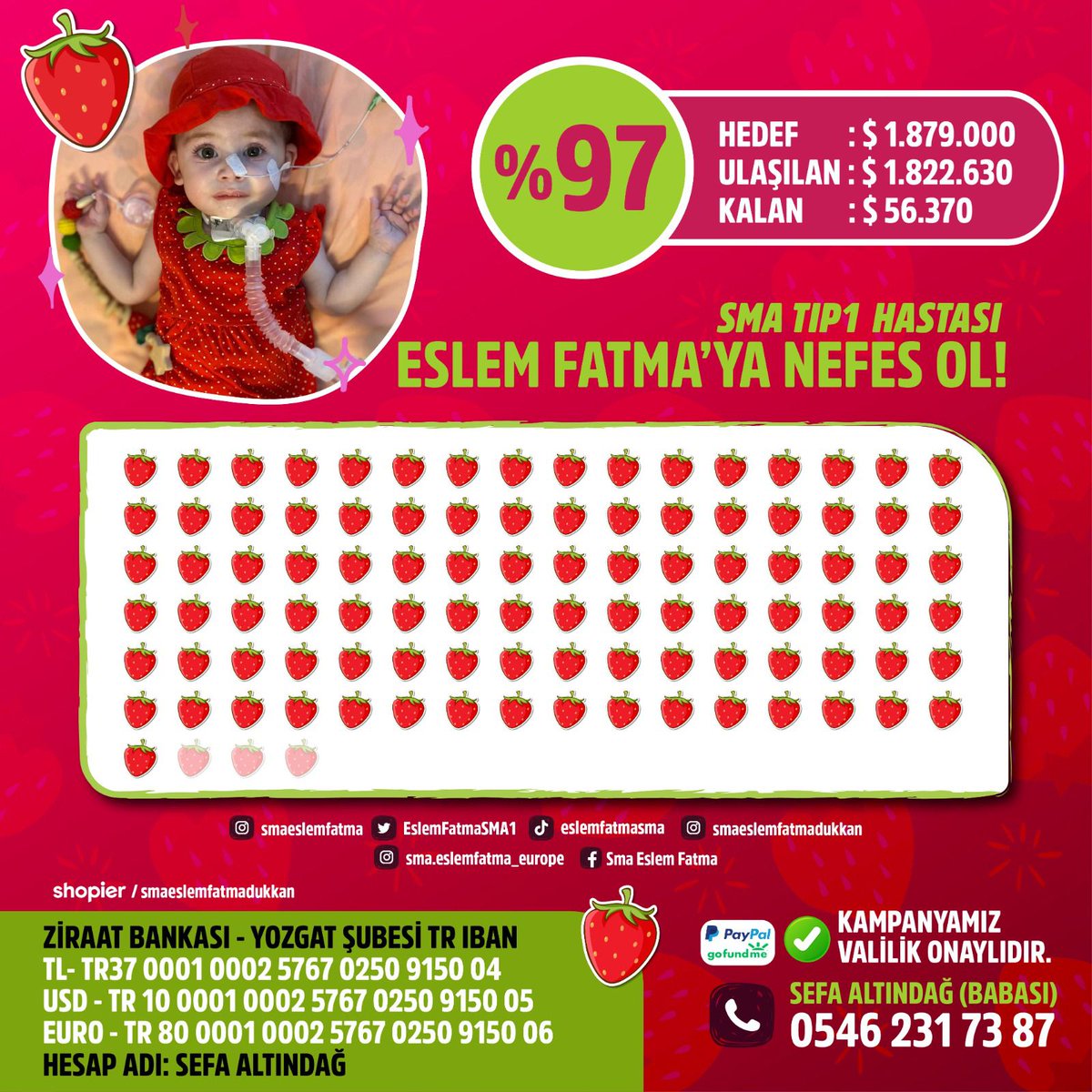 Bir mucizenin peşinden koşuyoruz; Değerli ailemiz bugün sizlerin destek, katkı ve bağışlarıya %97 olduk. El ele verip kampanyamızı tamamlayacağız.