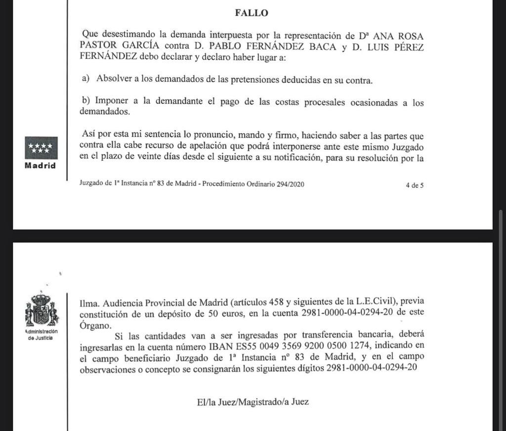 jmarcochivite's tweet photo. alvise perez gana la demanda a #anapastor #AnaPastoncondenada https://t.co/dGfFaBaZHc