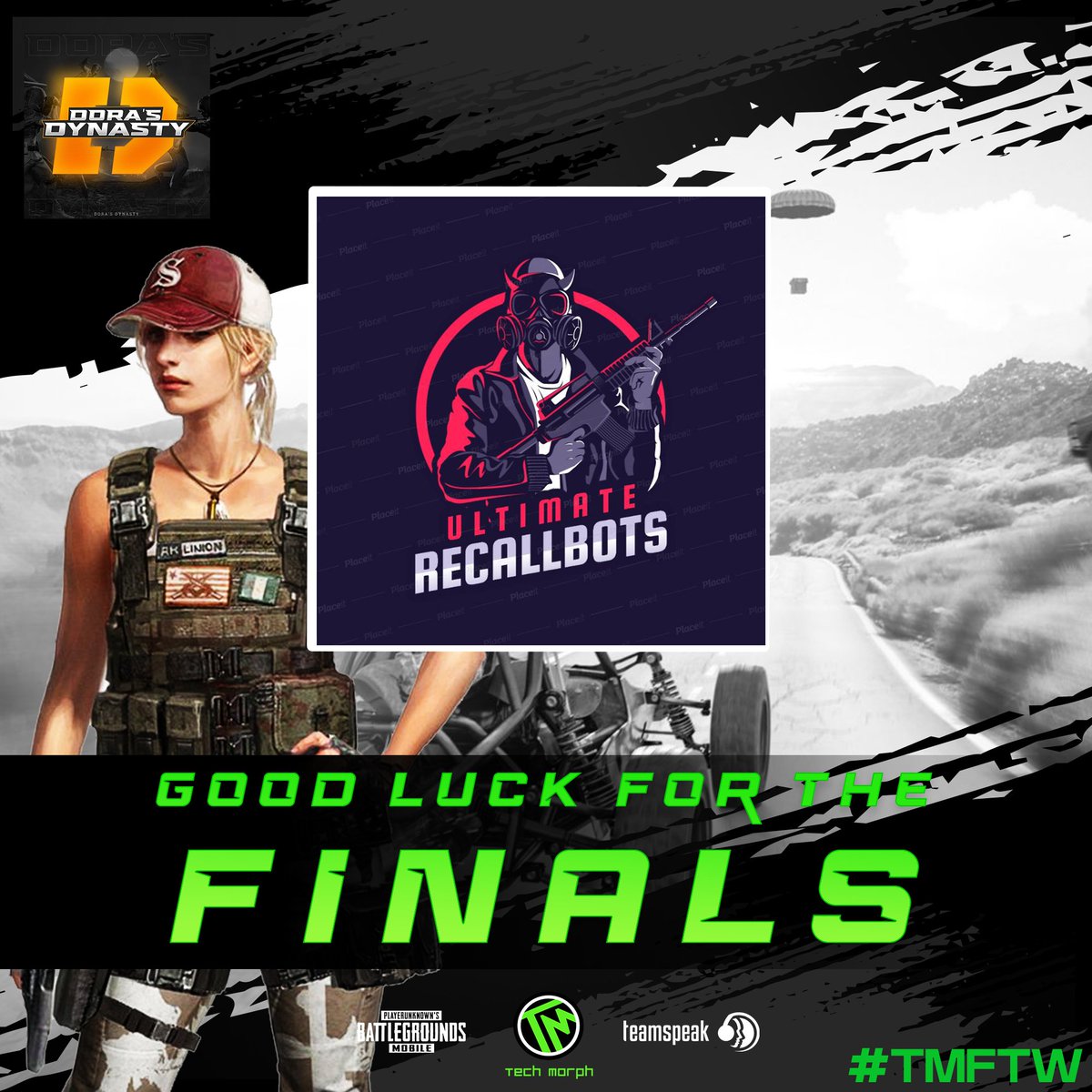 tech_morph's tweet photo. Wishing the best of luck to Team Recall Bots for Finals at the DDxBUDDYKUTTY 50K Tournament. 🏆

Brotherhood wishes them to be victorious through the final and bring glory to the Family. 💚

#TM #TMFTW #GreenArmy #Brotherhood #WalkTheTalk #Teamspeak https://t.co/M5OWKYkFBd