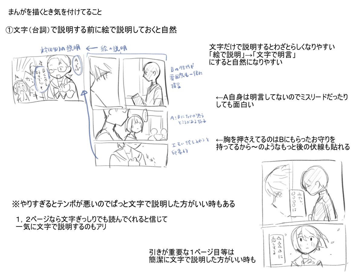 前やった漫画描く時に気を付けてることのタグのやつです。気を付けてることというよりTIPSかも
多分5くらいはいいねしてもらってたと思うので思いついたら追加します～。 