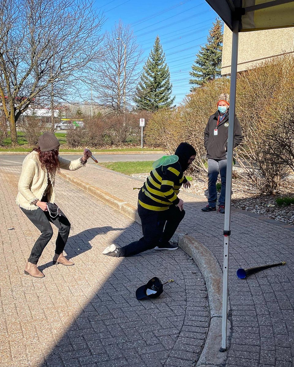 1061CHEZ's tweet photo. They GOT STUNG FOR STING!! We don’t know what you were expecting, Jamie the “jenius” was in charge 🐝 He REALLY committed to the character… PLUS everyone’s going to Sting at the CTC on May 4th 🤘
.
.
.
#sting #chez106 #ottawa https://t.co/UnYXPfBbdS