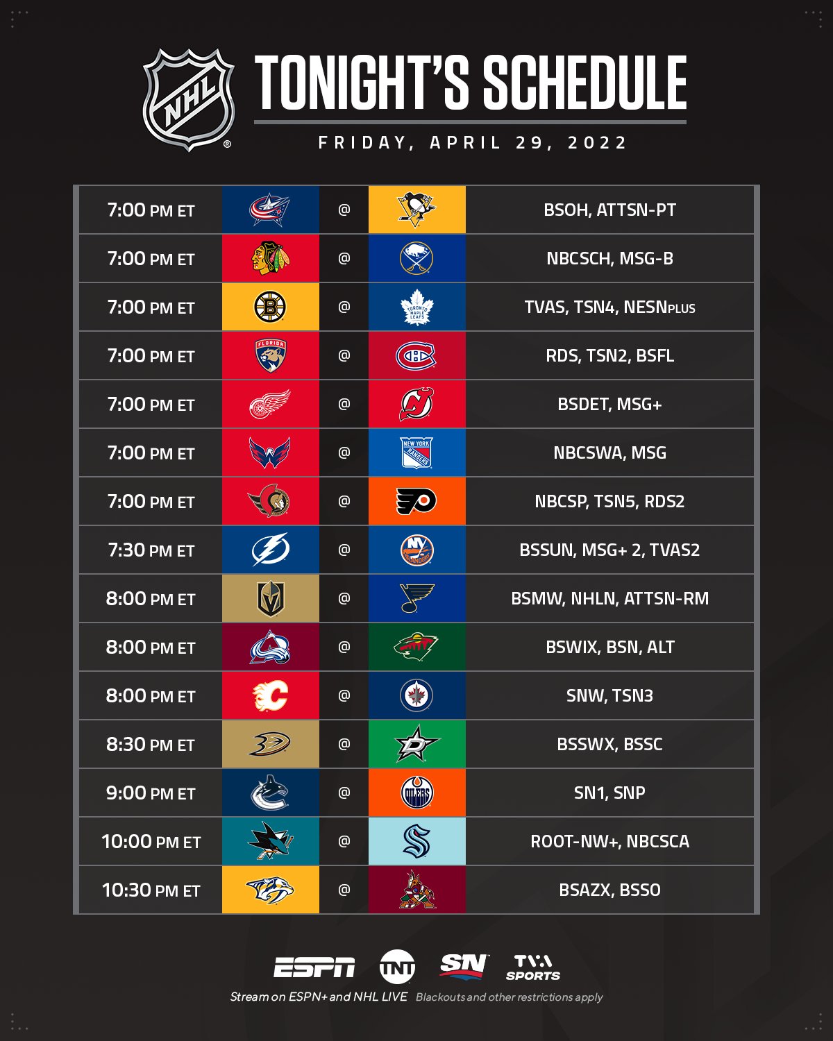 Nhl cheap games tonight