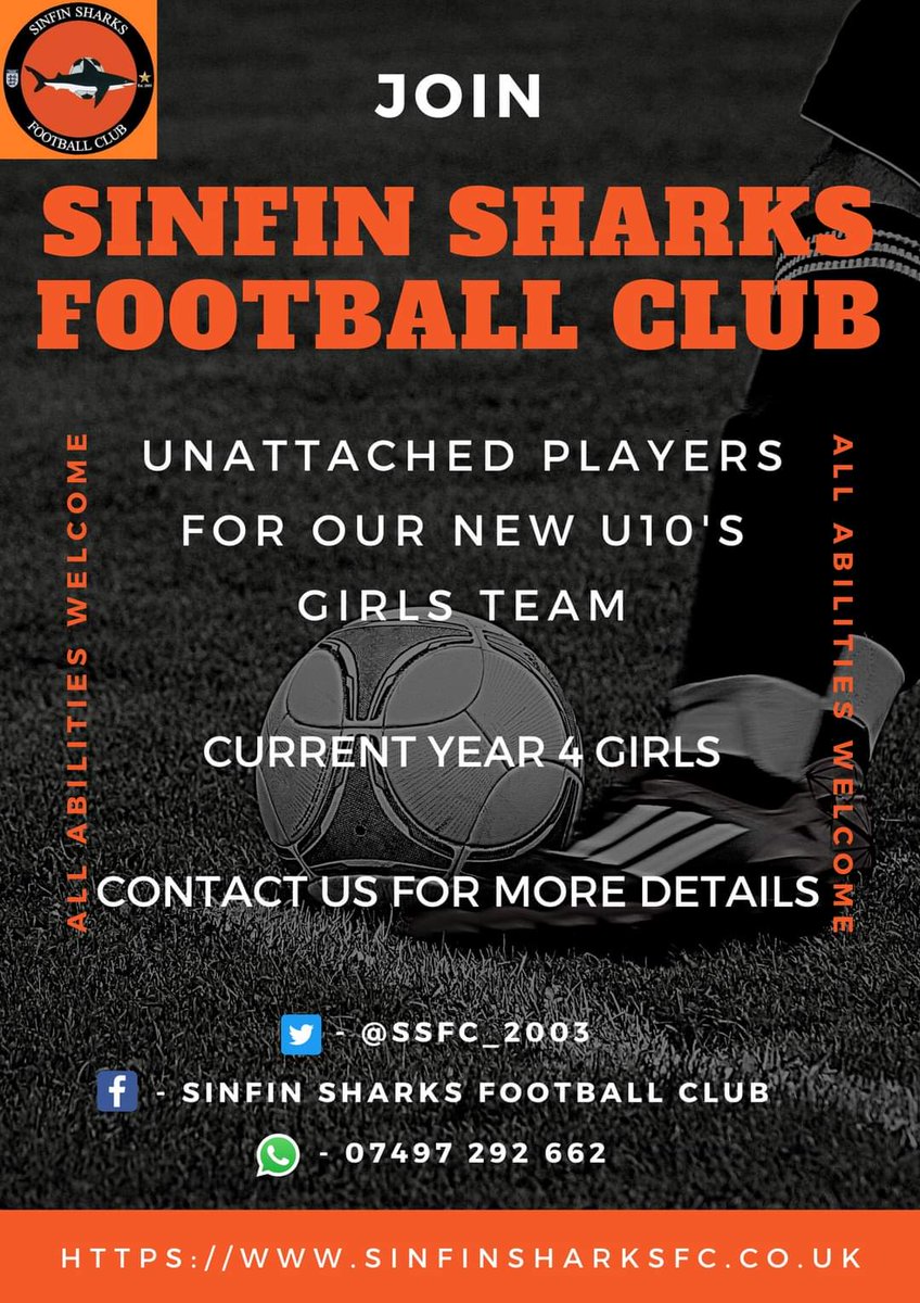 SSFC_2003's tweet photo. An exciting time for Sinfin Sharks as we are adding our first girls team to the club! 

We are looking for current year 4 girls to get involved in football and to join our club

#ComeOnYouSharks #derby #football #girlsfootball https://t.co/pLStuI1w2R