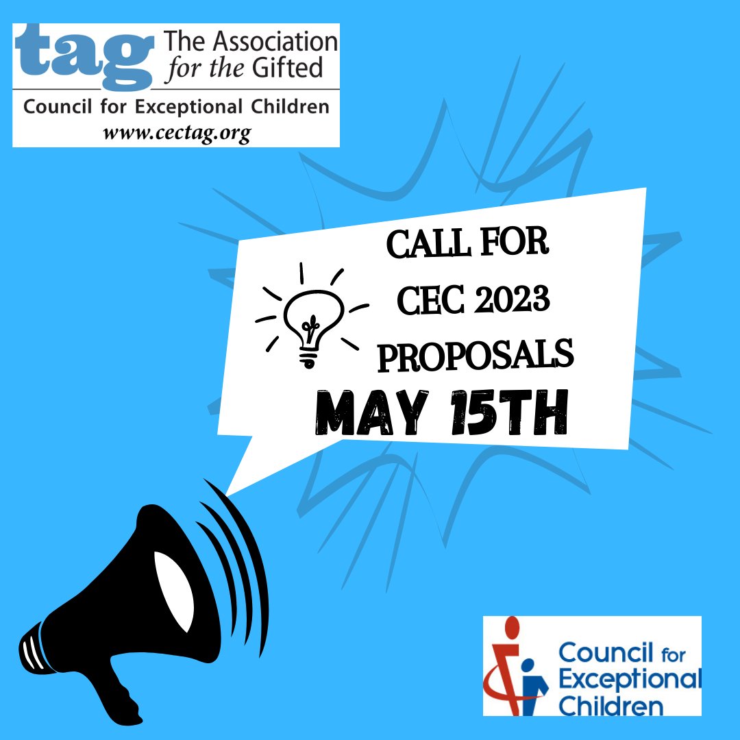 Get ready! The #CEC2023 Convention and Expo presentation proposals are DUE May 15! Go to cecconvention.org/cfp <a href="/CECMembership/">Council for Exceptional Children</a>