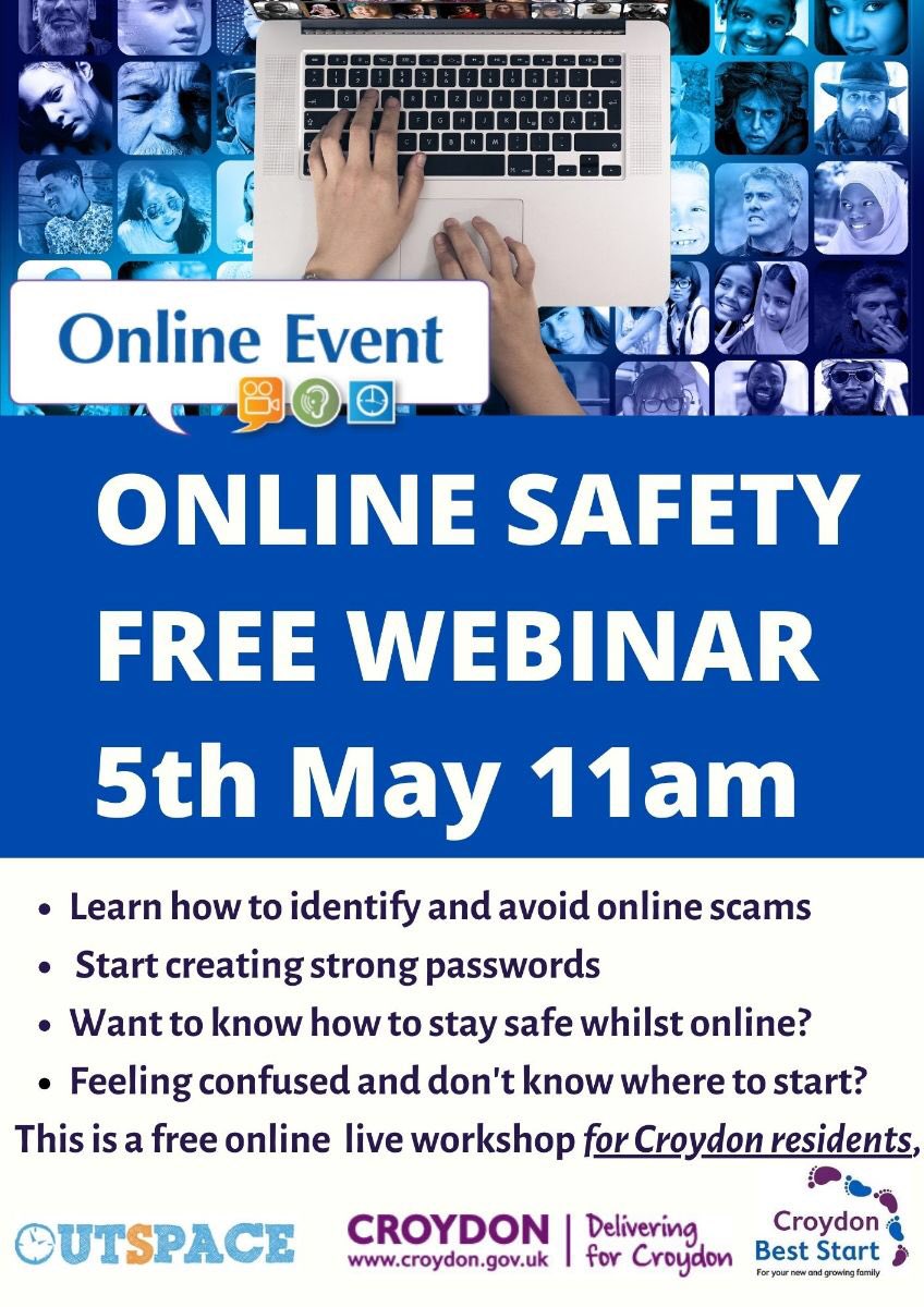 Join us for a #FREE #Webinar on Online Safety next week. 

As we spend more time #online, it’s important to be aware of potential risks.

This event is for parents and carers living in #Croydon with children aged under 5.
<a href="/yourcroydon/">Your Croydon</a> @nowcroydon 

eventbrite.com/e/online-safet…