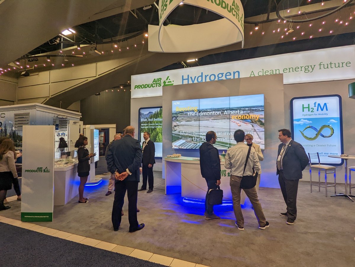 airproducts's tweet photo. We'd like to thank the @HYDROGEN_EXPO for allowing us to showcase our "Blue, but better" approach to #hydrogen: a planned #NetZeroHydrogen energy complex in Edmonton, Alberta, Canada, expected to come on-stream in 2024. Learn more ➡️ https://t.co/JRTqxMCU8z #CHC2022 #H2fM https://t.co/iqkJ3Ptmwk
