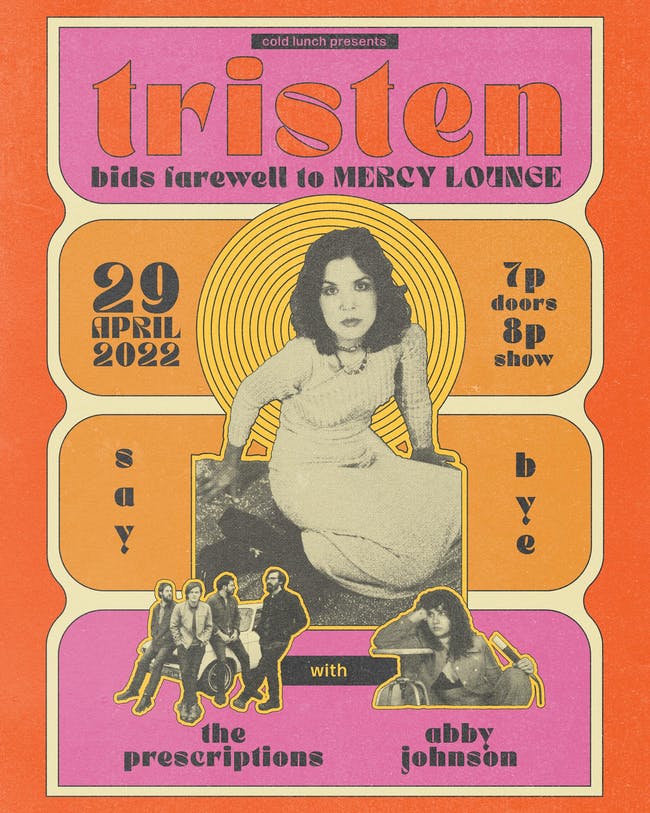 TONIGHT -- @TristenTristen w/ The Prescriptions and Abby Johnson. Don't miss this ♥️. Doors 7, show 8! Tickets: bit.ly/3vlOuox