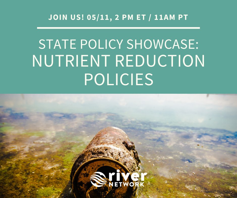 Join us for our next State Policy Showcase and learn about Nutrient-Reduction state policies in Maryland and Illinois and discuss #NutrientReduction policies in your state.

Learn more and register: rivernetwork.org/events/state-p…