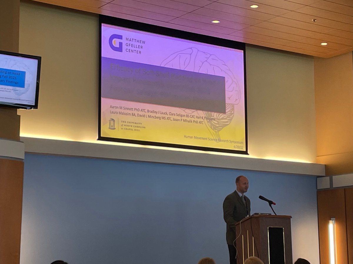 Johna (@johnamihalik) on Twitter photo <a href="/AaronSinnottATC/">Aaron Sinnott, PhD ATC</a> of <a href="/gfellercenter/">Gfeller Center</a> presenting preliminary work on soft shell padding and head impact biomechanics in football <a href="/UNC_HMSC/">UNC Human Movement</a> research day! <a href="/AaronSinnottATC/">Aaron Sinnott, PhD ATC</a> of <a href="/gfellercenter/">Gfeller Center</a> presenting preliminary work on soft shell padding and head impact biomechanics in football <a href="/UNC_HMSC/">UNC Human Movement</a> research day!