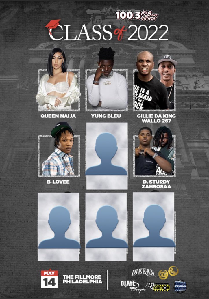 rnbphilly's tweet photo. 🥵🥵🥵 This lineup is heavy and we’re still not done‼️ $55 Tickets are on sale now to see @queennaija , @_YungBleu , #BLovee , #Zahsosaa & #DSturdy and all hosted by @gilliedakid and @Wallo267 🔥
Tickets: https://t.co/UcFDOyoEJ1 https://t.co/JxQNliKyN3
