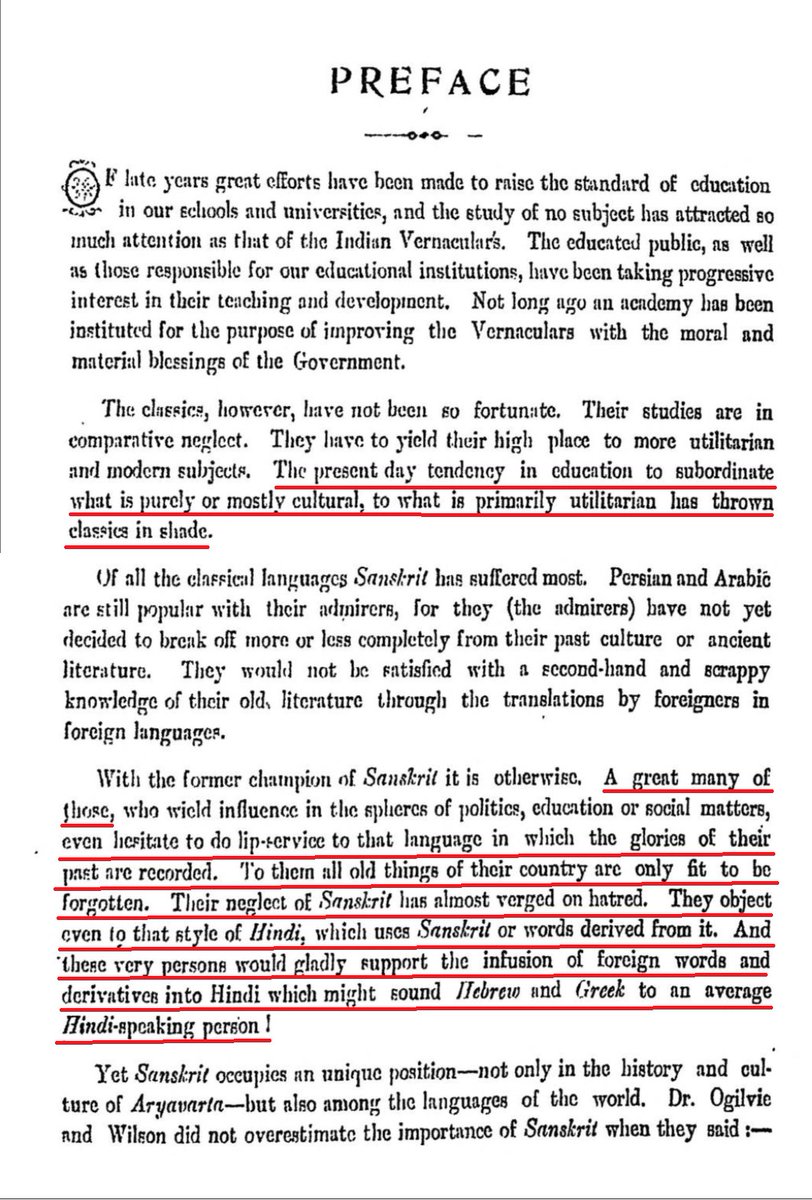 MisraNityanand's tweet photo. “Their neglect of Sanskrit has almost verged on hatred. They object to even that style of Hindi, which uses Sanskrit or words derived from it. And the very same persons would gladly support the infusion of foreign words and derivatives into Hindi.”

—D P Sharma, 1928 https://t.co/t8vSTsOu4O