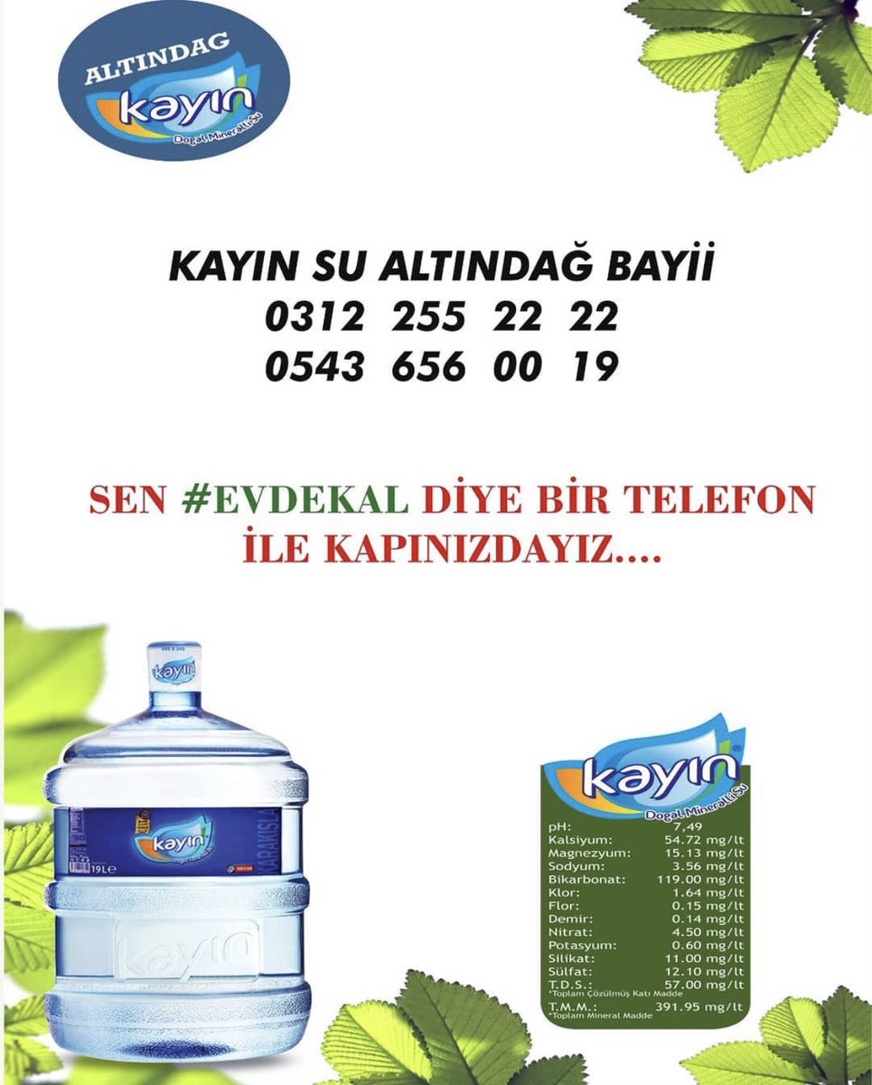 Kayın Su Altındağ şubesi. İnstagram'dan @kayinsu_altindag hesabından ulaşabilir, sipariş verebilirsiniz