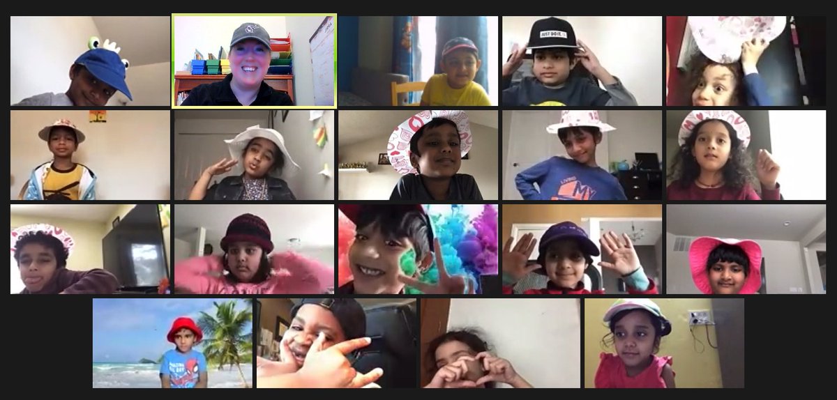 loney_amber's tweet photo. The @novivirtual kindergarteners rounded out #UMatterWeek with hats off to great friends day and green and white day! #novipride #novitogether https://t.co/f2eQUbc9sh