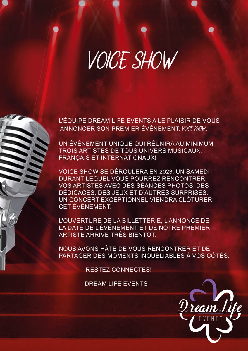 DreamsLifeEvent's tweet image. De jolies choses arrivent….🎶🎤☺️  Des idées d’invités?🧐        #VoiceShow #musique #music #event #evenement #soon #association