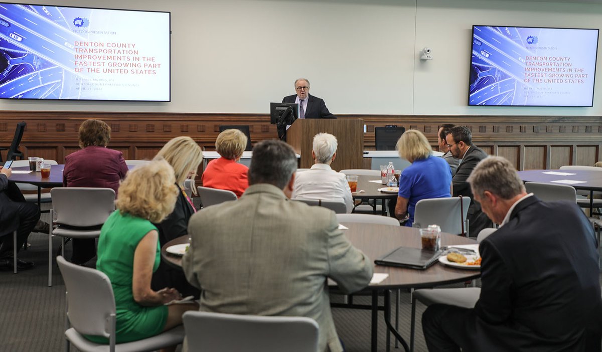 Andy_Eads's tweet photo. Michael Morris, P.E., Director of Transportation for the @NCTCOGtrans, provided an overview of transportation improvements in Denton County, the fastest growing part of the U.S., as part of the April meeting of the Denton County Mayors Council. https://t.co/IdOGzwBrOI