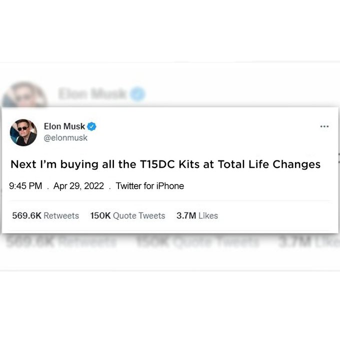 You heard our new Twitter CEO 😂 he's buying all T15DC Kits so get them while you can!  🛒 ❤️:https://t<a href="/tag/tlchq"class="tags"><span>#tlchq</span></a><a href="/tag/totallifeessentials"class="tags"><span>#totallifeessentials</span></a><a href="/tag/tleo"class="tags"><span>#tleo</span></a>