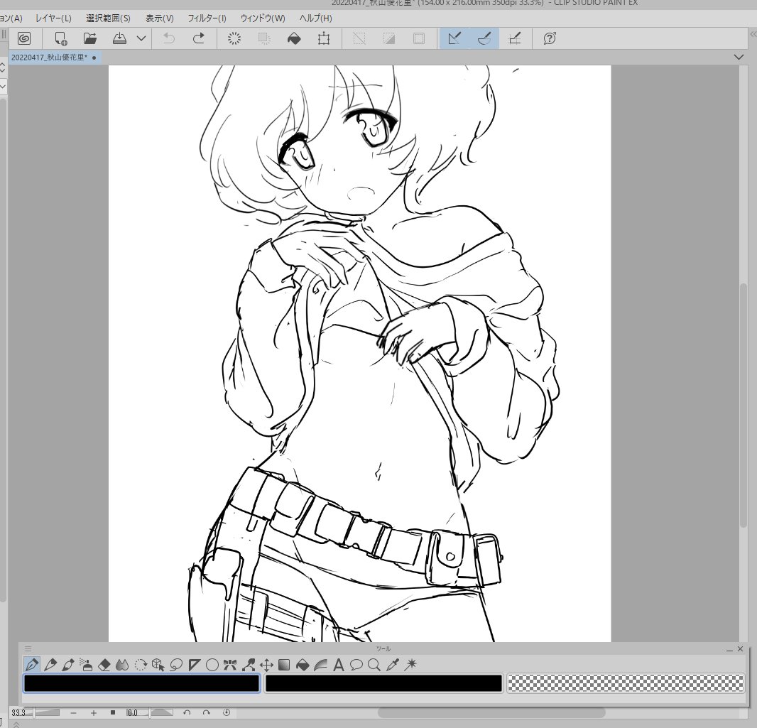 1時間くらいで線画と色塗りするか 