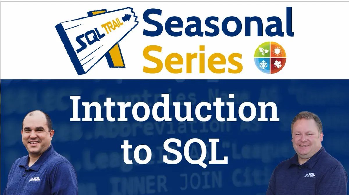 sqldatapartners's tweet image. Are you new to SQL Server? In addition to attending our current Seasonal Series, check out our Intro to SQL playlist on YouTube: buff.ly/3FbHvSF
#sqldatapartners #introtosql #sqlserver #microsoft #tech #training