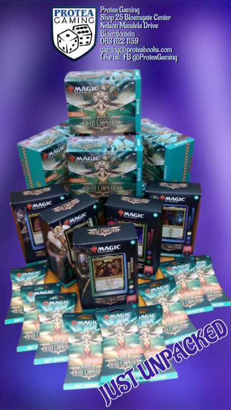 ProteaBoekeBFN's tweet photo. #MTGCapenna #CommanderDeck #SetBooster
Now Available at #ProteaGaming
Shop 25 Bloemgate Center, #NelsonMandela Drive, Brandwag
#boardgames #yugioh #magicthegathering #pokemon #armypainter #dungeonsanddragons #BloemTwitter #gaming #Bloemfontein #SouthAfrica #tabletopgames https://t.co/RrJyWG33gR