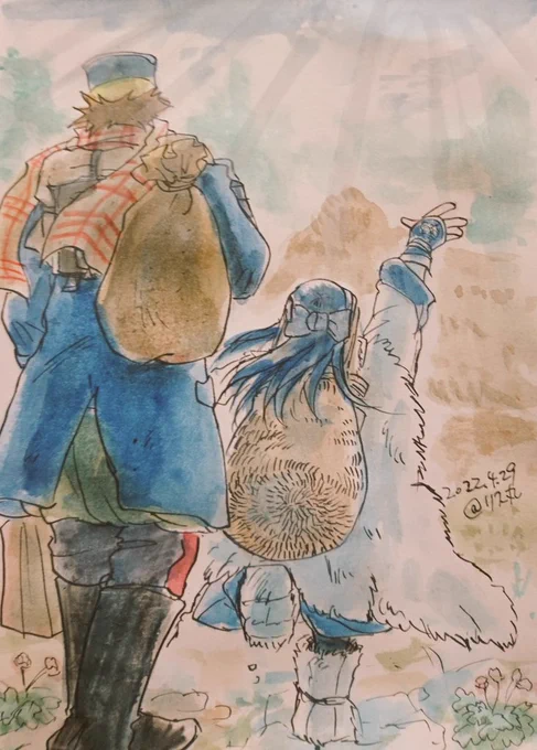 #ゴールデンカムイ版深夜の真剣お絵描き60分一本勝負
お題『自由』
ただいま

長い旅路だったね

昨日と同じく30分遅刻スタート😅 