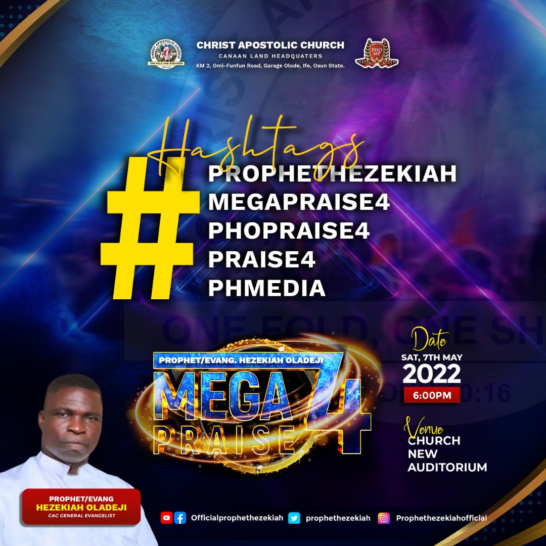 prophethezekiah's tweet photo. YESHUA the God of the whole universe deserves our praises and we will not withhold it.
Come lets make this MEGA PRAISE Season 4 Trend on all social media platforms by sharing with the following Hashtags.

#officialprophethezekiah
#Prophethezekiah
#Megapraise4
#PHOpraise4
#Praise4 https://t.co/81m7rXtWSD