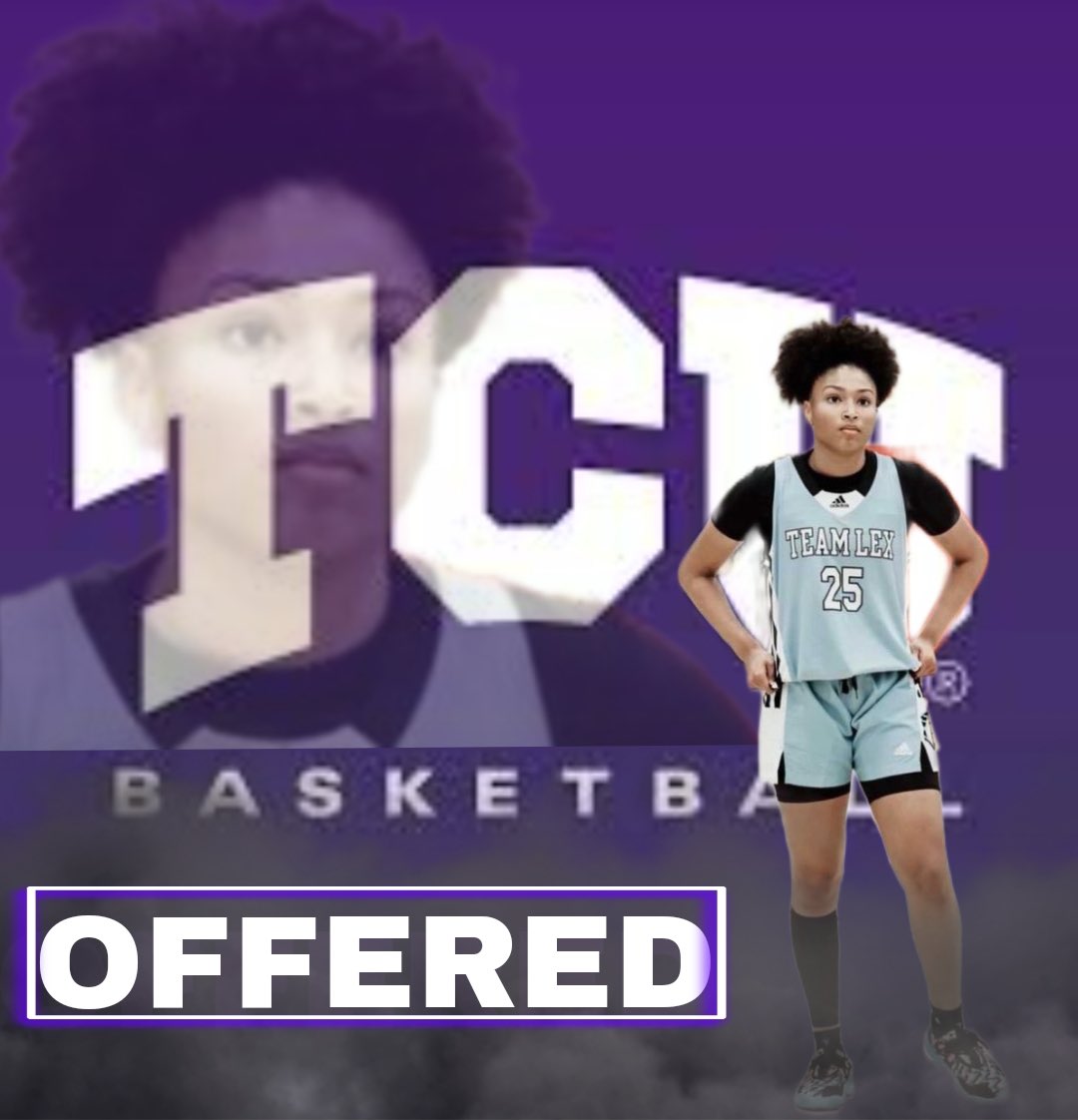 I am extremely blessed to have received my 2ND D1 offer from @TCUWbasketball 
Big thanks to coach @RaeganPebleyTCU and the rest of the coaching staff! #AGTG 💜🤍🐸