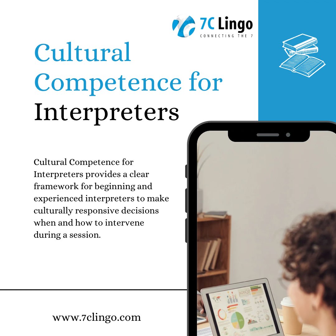 7CLingo's tweet photo. Cultural Competence for Interpreters provides a clear framework for beginning and experienced interpreters to make culturally responsive decisions when and how to intervene during a session.
.
.
#7CLingo #connectingthe7 #lingo #makinglobalocal #languagelover #foreignlanguage https://t.co/T5cd0ZvwGo