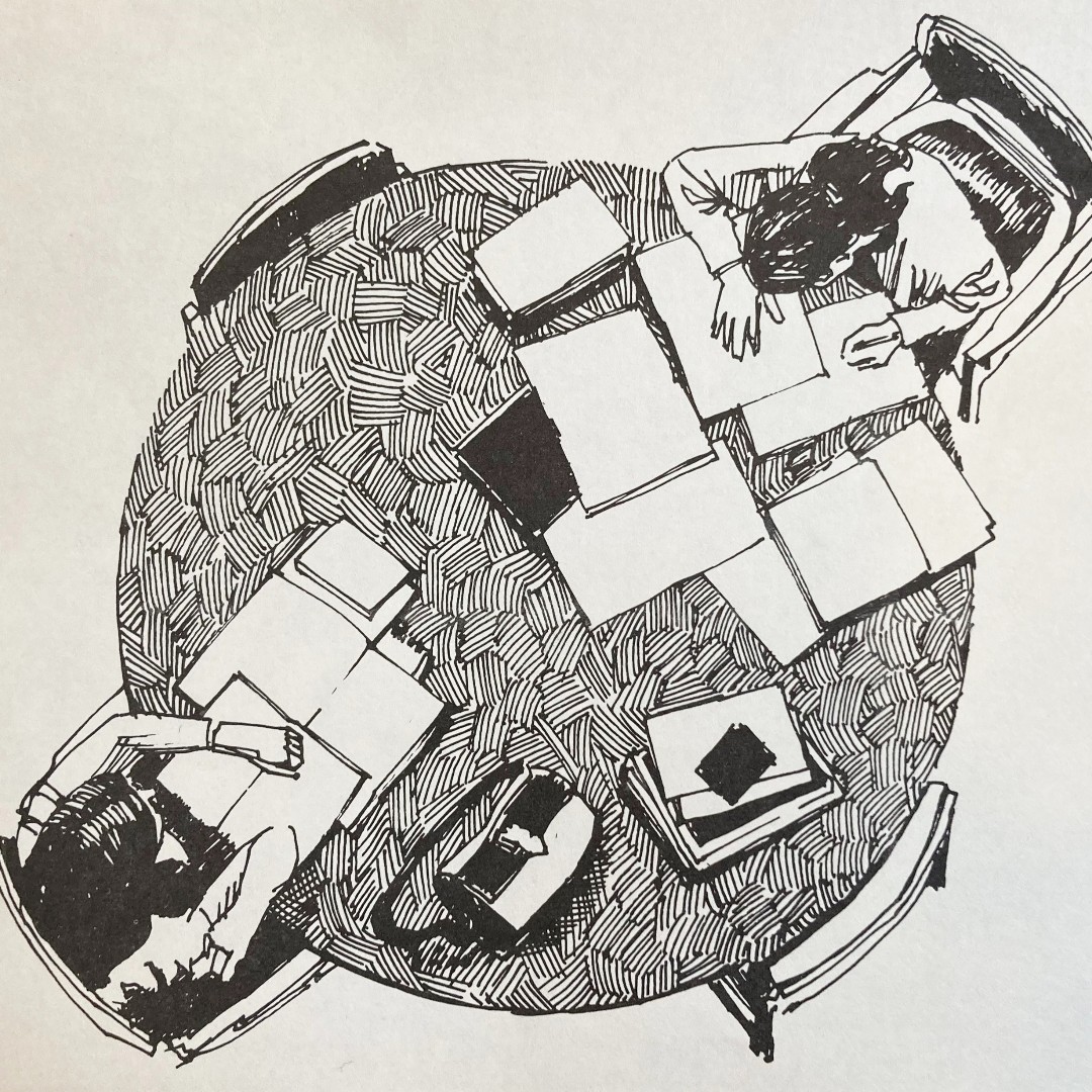 OC_Archives's tweet image. Finals week has arrived here on the Olivet campus! Did your study tables ever look like this? A illustration from 1977of students studying. Wish our students luck as they finish up the semester.